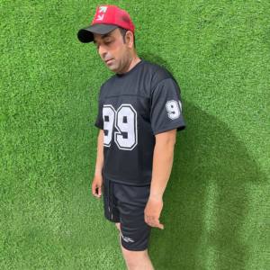 Vente en gros de t-shirts d'été à manches courtes grande taille imprimés sur mesure pour hommes ensemble de fitness respirant deux pièces vêtements de sport décontractés - Product Image 2