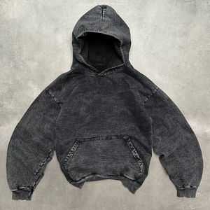 High quality cotton acid washed hoodie High Street Series basics/cotton blended Washing <b>sweater</b> stone washed <b>vintage</b> hoodie - Product Image 4