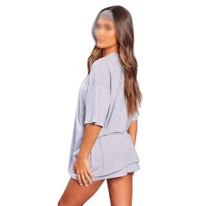 Conjunto de verano para mujer, conjunto a juego de ajuste relajado, hecho para la comodidad diaria y la facilidad, conjunto de verano para mujer, ropa de tela de mezcla de algodón - Product Image 3