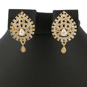 American Diamond <b>Locket</b> Set - White & Golden - Product Image 2
