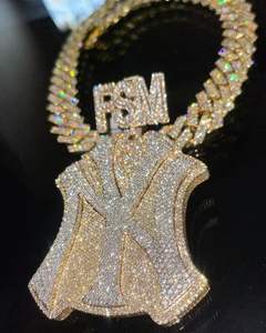 Chapado en oro VVS Moissanite & White Blue Sapphire Hip Hop Colgante Joyería para niños con Tester Pass Diamond Iced Style - Product Image 1