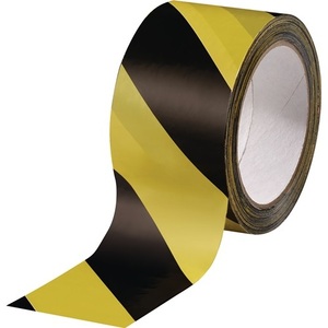 Ruban de marquage d'avertissement BURMANN PVC noir/jaune, longueur 66 m, largeur 60 mm, rouleau adhésif de bureau - Product Image 1