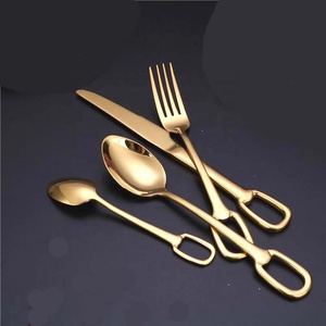 High Quality <b>Gold</b> Plated Modern Look Flatware Set with Handmade Handle Design Flatware Set for Wedding Home Hotel - Product Image 3