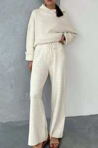 Hoodies pour femme, ensemble sweat à capuche en laine hiver polaire survêtement 2 pièces femmes ensemble haut court sweat à capuche oversize femmes sweat - Product Image 2