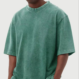 Men Oversized Classic 100% Cotton Acid Wash <b>Plain</b> Sea Green <b>Colour</b> t-Shirt Heavyweight Men Oversized Summer Fashion Outfit - Product Image 1