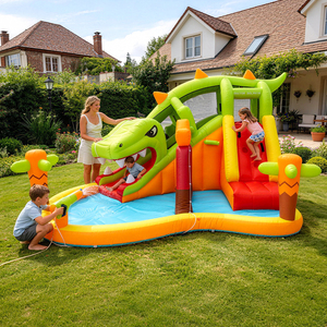 Toboganes de Agua para Niños con Diseño de Dibujos Animados, Cumplen con la Norma EN71, Accesorios Completos, <span class=keywords><strong>Castillo</strong></span> Inflable con Resbaladero para Jardín Familiar - Product Image 2