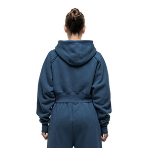 เสื้อฮู้ดดี้ผู้หญิงผ้าฟลีซคอตตอนขนาดใหญ่พิเศษ แบบมีซับในกันหนาว ป้องกันขนร่วง ทรงหลวม ไหล่ตก น้ำหนักมาก รับผลิตตามสั่งขายส่ง - Product Image 3