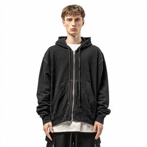 Sweat à capuche à double fermeture éclair, sweat à capuche ample pour homme, sweat à capuche en polaire épais pour homme, sweat à capuche pour homme - Product Image 4