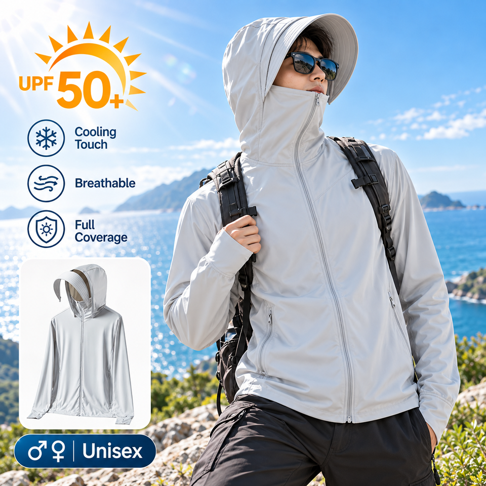UPF50+ Ice Silk Sun Protection Shirt Men Women Summer Outdoor UV ...