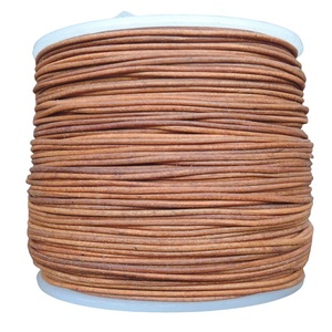 Cordones de cuero de vaca genuino marrón claro Vintage de 1,5mm de calidad superior para hacer collares y pulseras DIY - Product Image 1