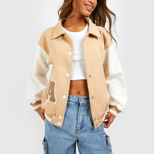 Chaqueta Bomber Universitaria Lisa al por Mayor para Hombre, Chaqueta Varsity Letterman para Mujer, Chaqueta Varsity Letterman de Béisbol Americana - Product Image 1