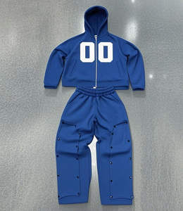 Conjunto de Pantalones Deportivos Anchos y Sudadera con Capucha de Alta Calidad, Estilo Holgado con Lavado Ácido Apilado Personalizado, Ropa Deportiva Urbana - Product Image 4