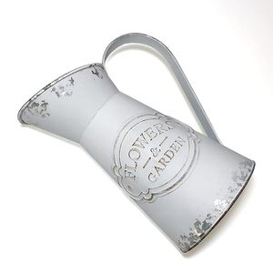 Jarra de Agua de Metal Galvanizado con Estampado Floral para Jardín, Estilo Vintage Francés, Pequeña Jarra de Agua de Esmalte Blanco - Product Image 2
