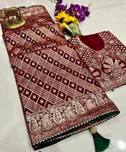 ผ้าส่าหรีผ้าจอร์เจียที่สวยงามสำหรับผู้หญิงที่มีการปักแบบพิเศษและลุคแฟนซีที่สวยงามสำหรับโอกาสพิเศษ - Product Image 4