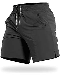 Pantalones cortos de gimnasio informales para hombre, 100% algodón, transpirables, de secado rápido, para deportes, correr, entrenamiento, pantalones cortos con bolsillos, patrón sólido, venta al por mayor - Product Image 3