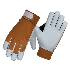 Premium Goat Grain Leather Anti-static Smooth Safety <b>Gloves</b> with Adjustable Wristband for Gardening Work Protection - Product Image 6