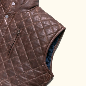 Men's <b>Quilted</b> PU Leather Vest Stand Collar Windproof Winter Sleeveless Jacket Casual Outerwear Solid Color Polyester <b>Wadding</b> - Product Image 6