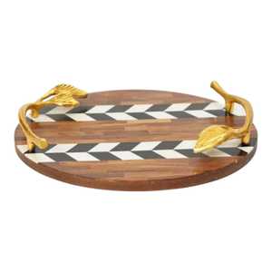 ถาดเสิร์ฟไม้พร้อมที่จับจานตกแต่งหรูหราสำหรับมื้อเช้ามื้อค่ำงานเลี้ยงแต่งงานแบบดิวาลิส - Product Image 2