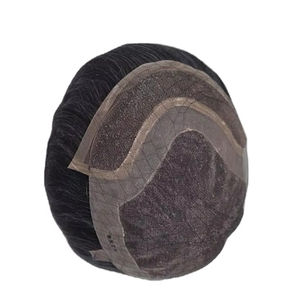 วิกผมแท้แบบโมโน ฟรอนท์ เลซ ผมจีนแท้ เกรดเวอร์จิ้น เรมี่  แบบแพทช์ ผมหยิกตรง ลอนลึก สี 1b+เทา - Product Image 1