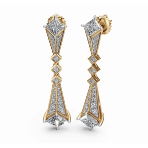 Boucles d'oreilles de créateur en or 18 carats de haute qualité, nébuleuse céleste, princesse et coupe ronde, bijoux cultivés en laboratoire, vente en gros B2B, export - Product Image 4