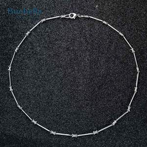 Venta caliente 925 Plata 14K oro blanco plateado espinas collar de alambre de púas de alta calidad - Product Image 2