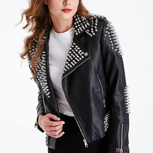 Precios bajos, ropa informal de talla grande, chaqueta con tachuelas de cuero de moda genuina/chaqueta con tachuelas transpirable hecha a medida de diferentes colores - Product Image 1