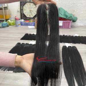 Extensions de cheveux humains vietnamiens lisses en dentelle fine de couleur naturelle, fermeture en dentelle 2x4 2x6, dentelle suisse transparente HD pour femmes - Product Image 4