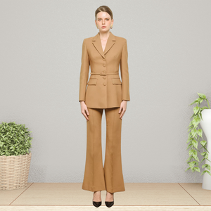 En stock pantalon pour femme HANA pantalon évasé coupe ajustée tissu écologique ensemble blazer et pantalon pour femme étiquetage privé prêt à expédier - Product Image 5