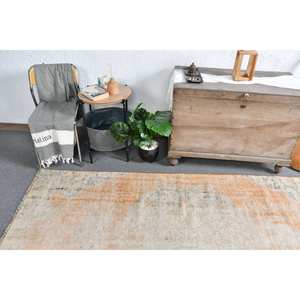 Tapis Moderne Orange Beige 4.3X7.6 pi Fait à la Main Classique Rectangle Patchwork Design Vintage Turc Laine Polyester Latex pour Vivre - Product Image 2