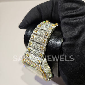 Montre mécanique de luxe haut de gamme, design carré, acier inoxydable, verre, étanche, mouvement ETA, date automatique, moissanite VVS - Product Image 6