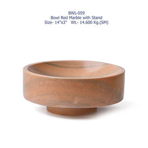 Recipiente redondo de mármol rojo de alta calidad hecho a mano para servir utensilios de cocina, cuenco de mármol rojo para decoraciones de cocina - Product Image 4