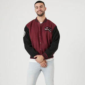 Veste de baseball brodée personnalisée pour hommes col montant veste universitaire mince Patchwork Design Private Label Lettres personnalisées en vrac - Product Image 1