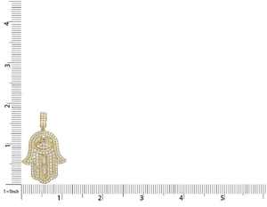Colgante de Mano de Hamsa con Diamantes Engastados de 4.0 Ct, Oro Amarillo de 14k con Baño de Rodio, Joyería Hip Hop Personalizada para Hombre - Product Image 4