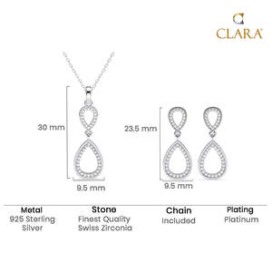 Juego de Joyería Nupcial Clásico Silver Serenity Chapado en Oro con Circonita Corte Pera y Diamante en Oro Rosa para Regalo, Ideal para Bodas y Fiestas - Product Image 5