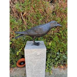 Artisanat et accessoires de jardin, sculpture de corbeau en bronze faite à la main, artisanat en métal, ornement de corbeau vintage, articles de décoration d'extérieur - Product Image 3