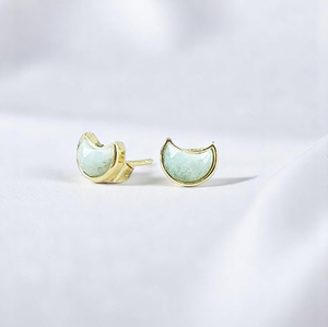 Amazonite naturelle pierres précieuses 6x8mm croissant de lune 925 argent plaqué or lunette ensemble boucles d'oreilles femmes boucle d'oreille mode boucle d'oreille - Product Image 3