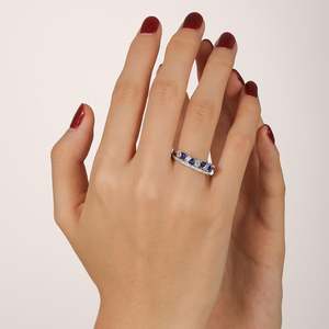 Bague d'éternité double rangée en saphir plaqué or 18 carats Jeulia Olivetta pour femme, mariage - Product Image 6