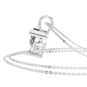 Collier pendentif élégant en or massif 14 carats plaqué rhodium, 3 carats de moissanite, tendance, luxe, cadeau de mariage, collier de fête pour femmes - Product Image 2