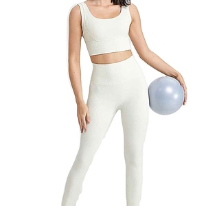 Unisex Yoga Sets Solid <b>Plus</b> <b>Size</b> Breathable High Quality Customized Washed <b>Belt</b> Lace Rhinestone Yoga Fitness Wear for Gym - Product Image 1