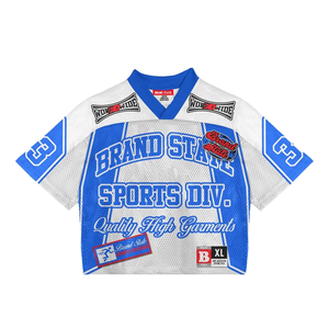 OEM Custom Sublimation Breathable Plus Size Football Mesh Jersey Oversized Boxy Fit Cropped Hip Hop for Men - Product Image 5