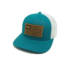 American 6 Panels Mid Profile Trucker Hat Custom Engraved Logo Leather Patch OEM Fishing <b>Hook</b> Style Sports Casual <b>Outdoor</b> Common - Product Image 6