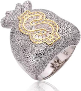 Impresionante signo de dólar Moissanite anillo de diamantes hecho en Plata de Ley 925 colección elegante anillo de Venta caliente joyería ostentosa - Product Image 4