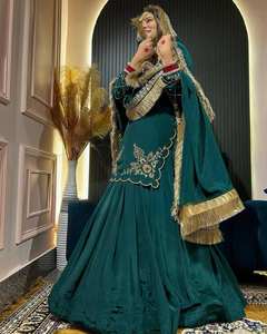 Venta caliente Ropa de boda para mujeres Pesado Natural Crep Seda Ofertas Trabajo a mano Bordado Secuencia Zari Work Classy Últimas fiestas principales - Product Image 3