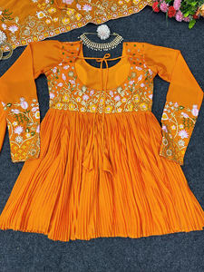 Vestido étnico moderno para adultos Tela de imitación Georgette Diseñador indio paquistaní Palazzo Traje Sharara para mujeres Ocasiones especiales - Product Image 4