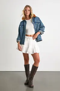 Faldas de cintura alta para mujer de último diseño 2023 estilo solar con estampado floral transpirable y en colores sólidos - Product Image 4