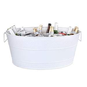 Wholesale Bulk Supply of Custom White <b>Galvanized</b> Stainless Steel Beverage <b>Tub</b> with Handles for Drinks Events Catering & Home Use - Product Image 3