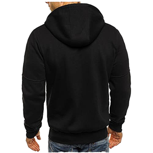 Logotipo personalizado y diseño 100% algodón invierno bordado con cremallera Sudadera con capucha para hombres - Product Image 3
