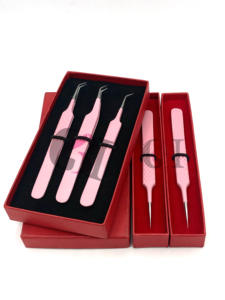 ที่หนีบขนตาแบบมืออาชีพ45องศาสีชมพูแบบใหม่อุปกรณ์เสริมความงามทำจากสแตนเลส - Product Image 3