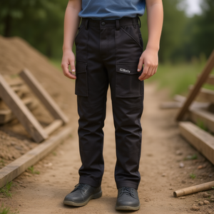 Pantalons de travail 100% coton extensible pour garçons, confortables et durables - Product Image 3