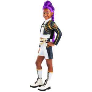 Disfraz de K-Pop Demon Hunters Deluxe Golden Rumi para niñas, top y pantalones cortos con cinturón 3D de lentejuelas y calentadores de piernas - Product Image 5